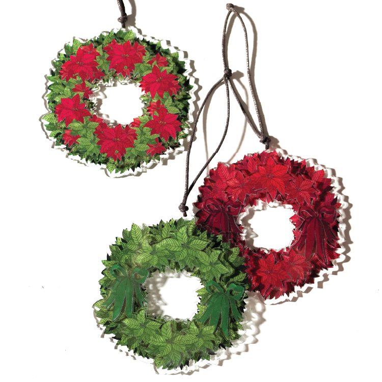 Poinsettia Ornaments (set of 3)