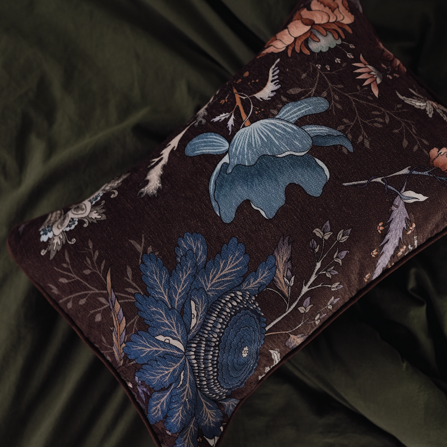 Floretta Brown - Lumbar Pillow Cover